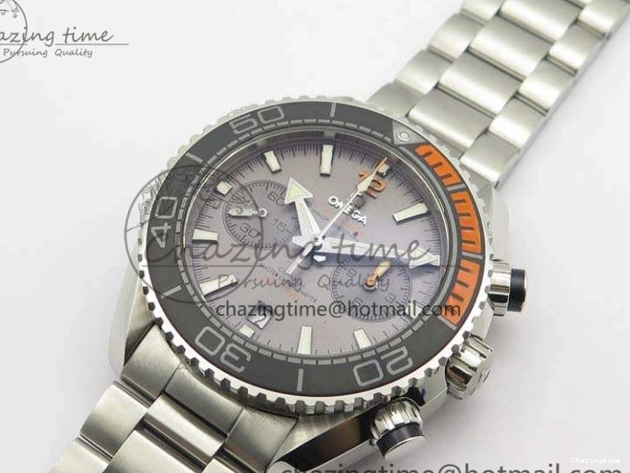 0727 MultiPurpose Planet Ocean Master Chrono SS OM 1:1 Best Edition Gray Dial On SS Bracelet A9900 V 8116